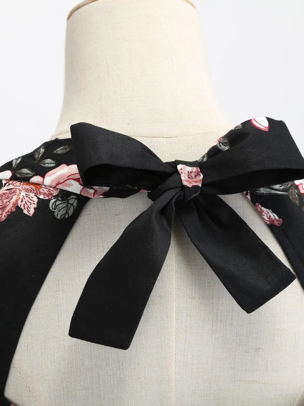 1950s Floral Lace Up Swing Dress sold by Retro Stage product image thumbnail 4