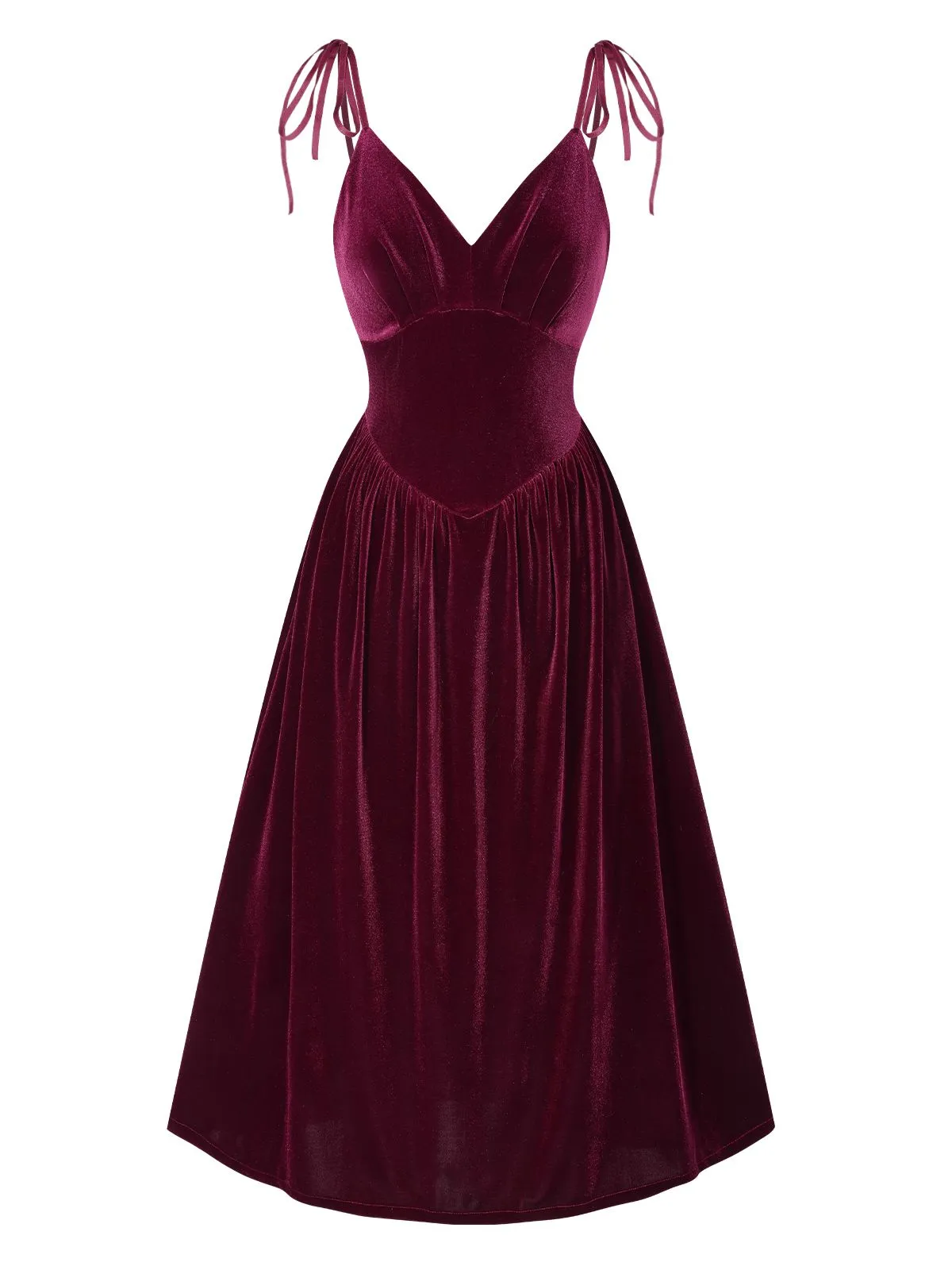 Wine Red 1950s Spaghetti Strap Velvet Nightgown sold by Retro Stage