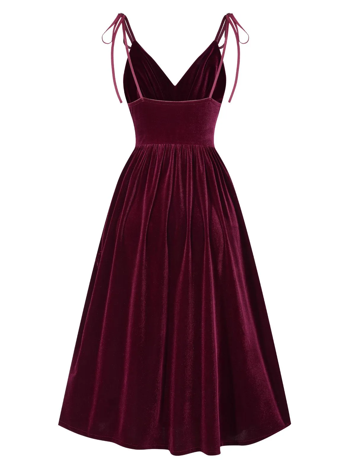 Wine Red 1950s Spaghetti Strap Velvet Nightgown sold by Retro Stage product image thumbnail 2