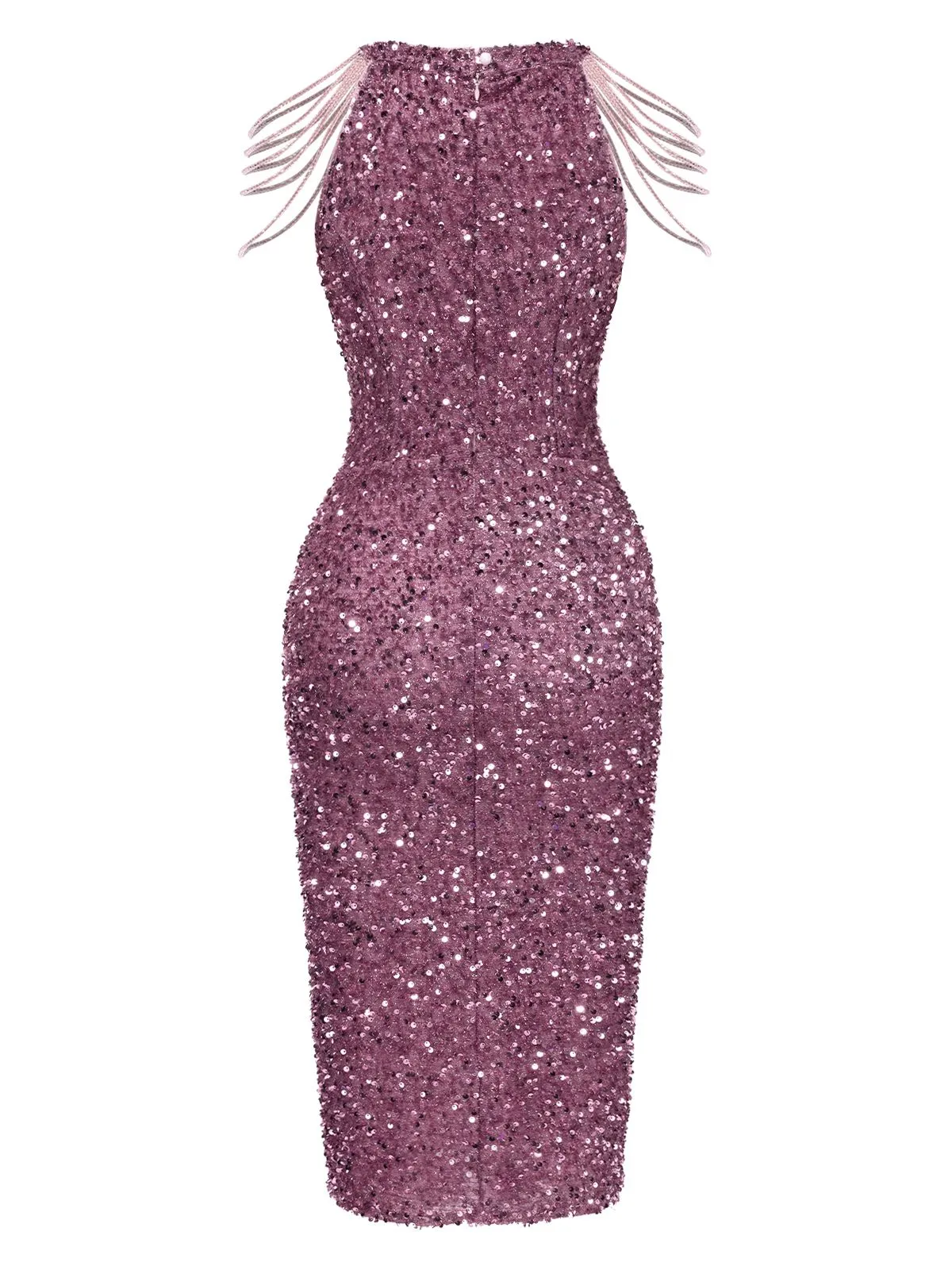 Pink 1960s Solid Sequined Beaded Sleeves Dress sold by Retro Stage product image thumbnail 3