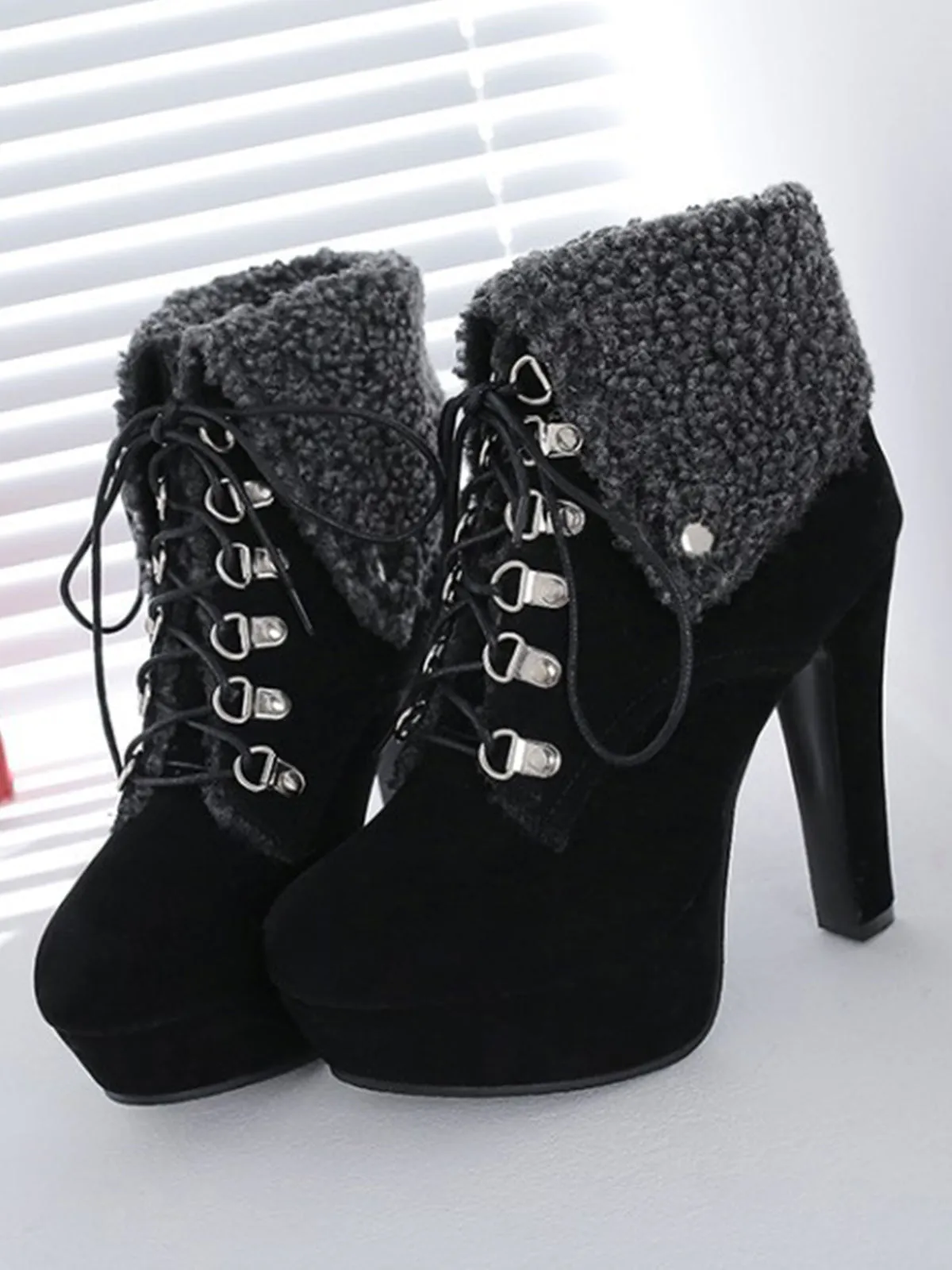 Vintage Suede Faux Fur High Heel Ankle Boots sold by Retro Stage product image thumbnail 4