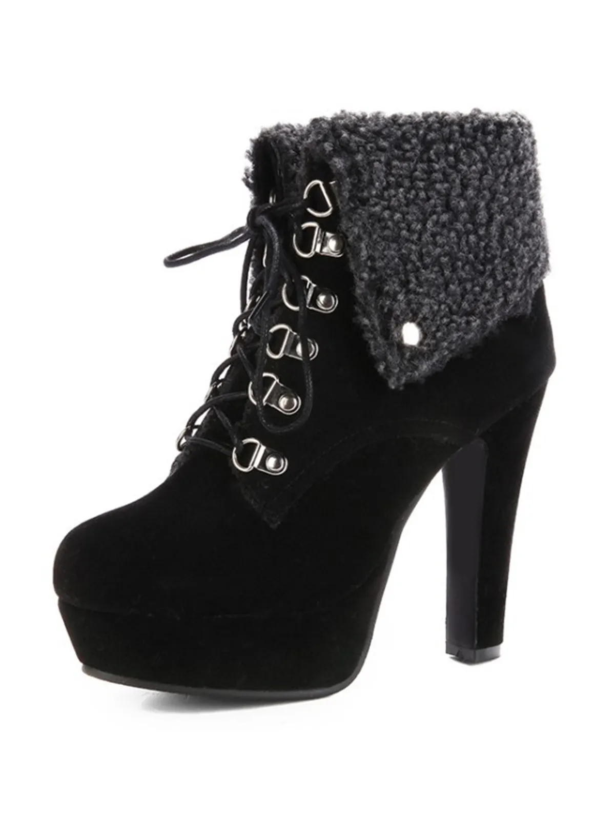 Vintage Suede Faux Fur High Heel Ankle Boots sold by Retro Stage product image thumbnail 3