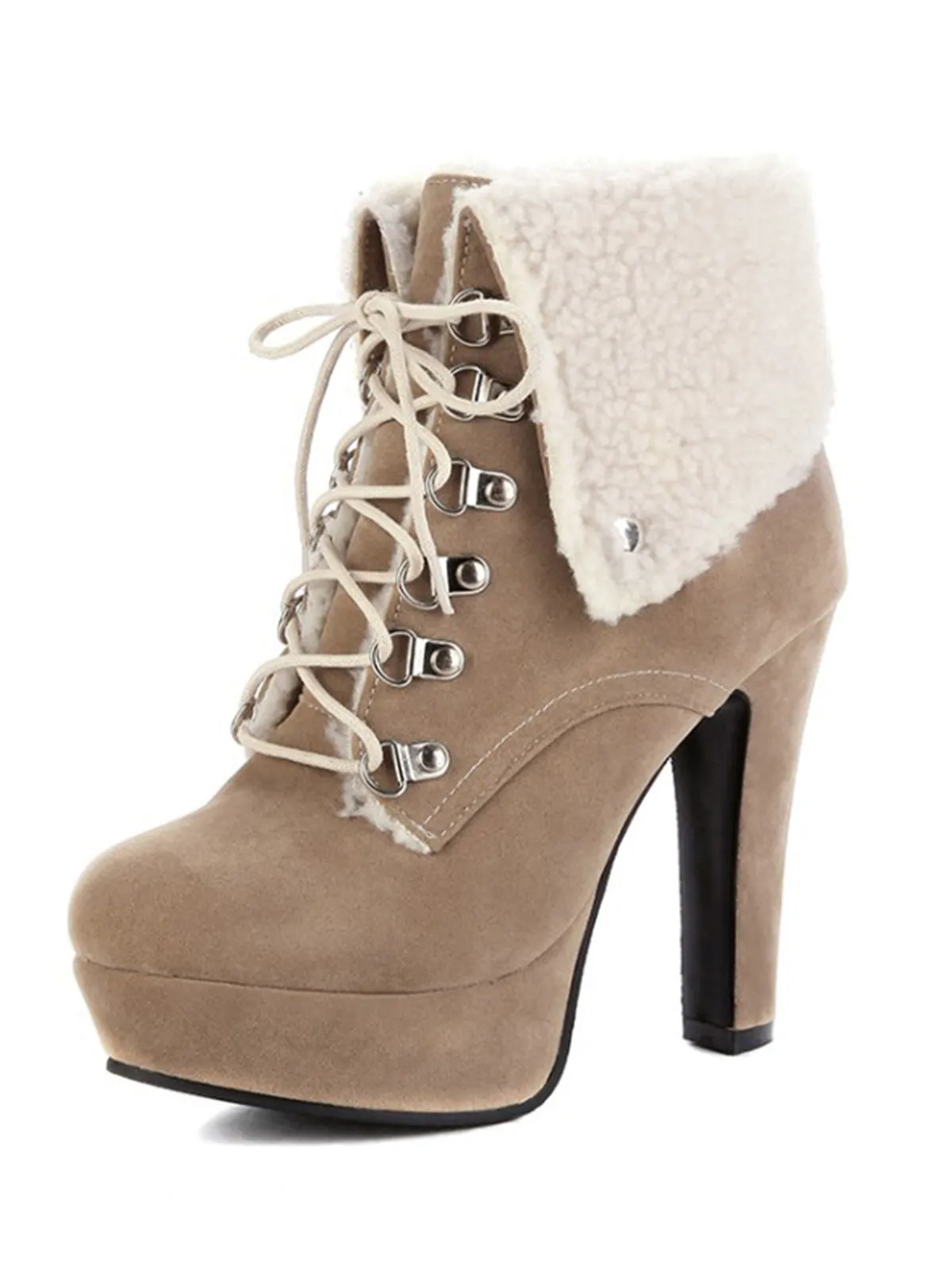 Vintage Suede Faux Fur High Heel Ankle Boots sold by Retro Stage product image thumbnail 5