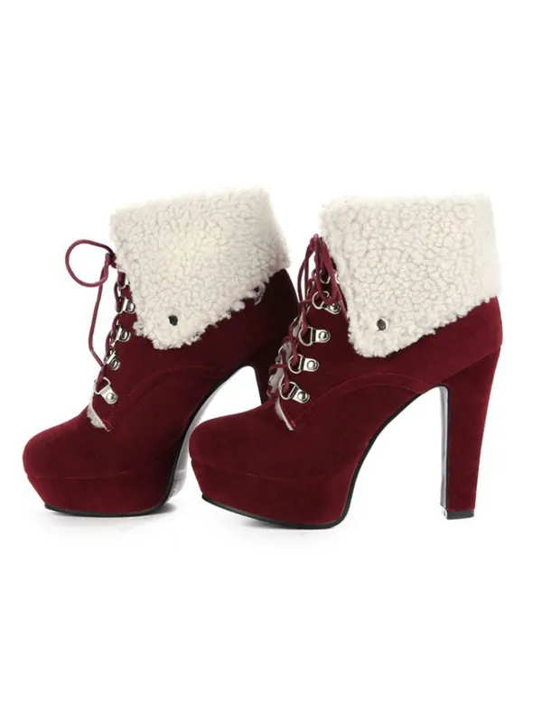 Vintage Suede Faux Fur High Heel Ankle Boots sold by Retro Stage