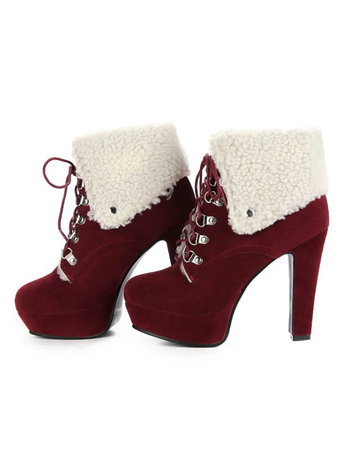 Vintage Suede Faux Fur High Heel Ankle Boots sold by Retro Stage