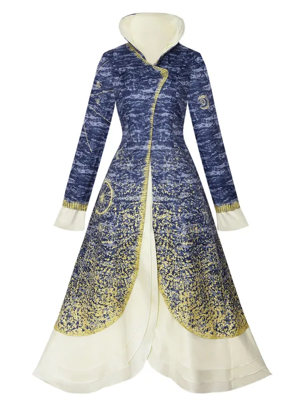 Blue 1930s Stand Collar Madame Morrible Stardust Coat sold by Retro Stage