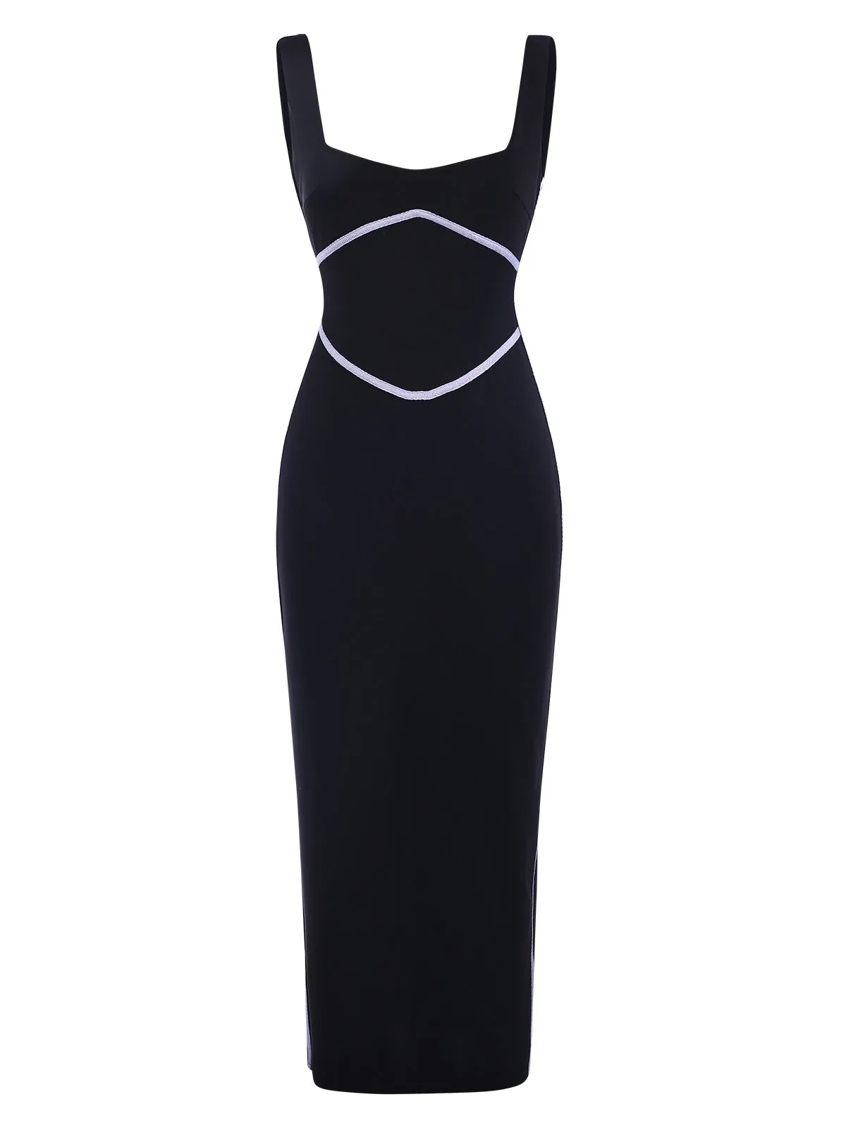 Black 1930s Binding Square Neck Bodycon Dress sold by Retro Stage