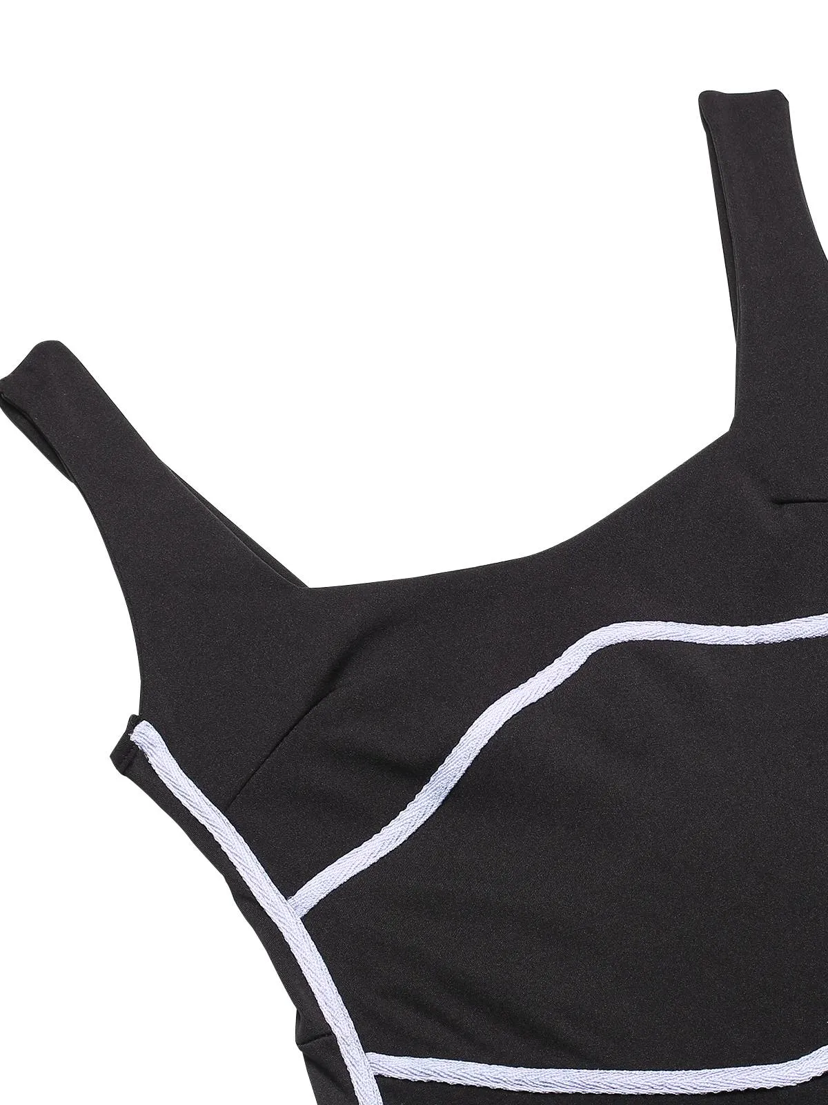 Black 1930s Binding Square Neck Bodycon Dress sold by Retro Stage product image thumbnail 4