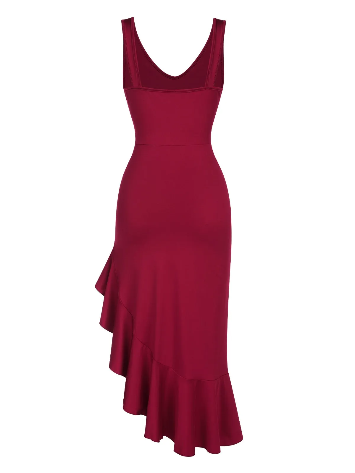 1960s V-Neck Oblique Ruffled Hem Sleeveless Dress sold by Retro Stage product image thumbnail 3