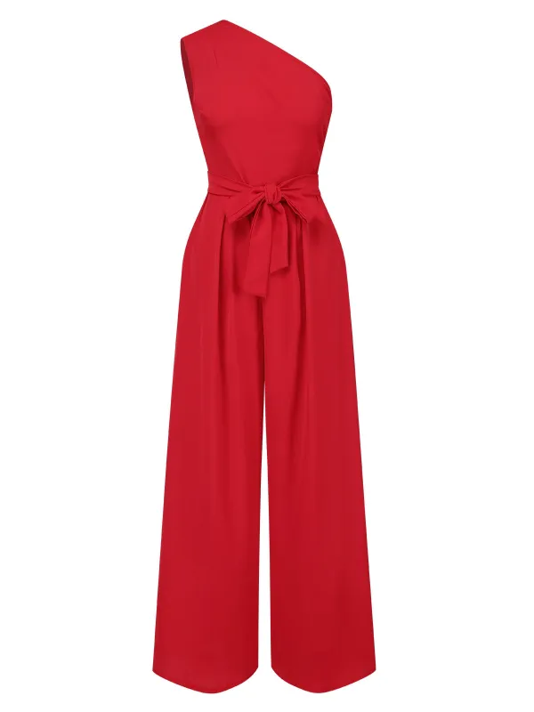 1930s One-Shoulder Solid Bind Jumpsuit sold by Retro Stage