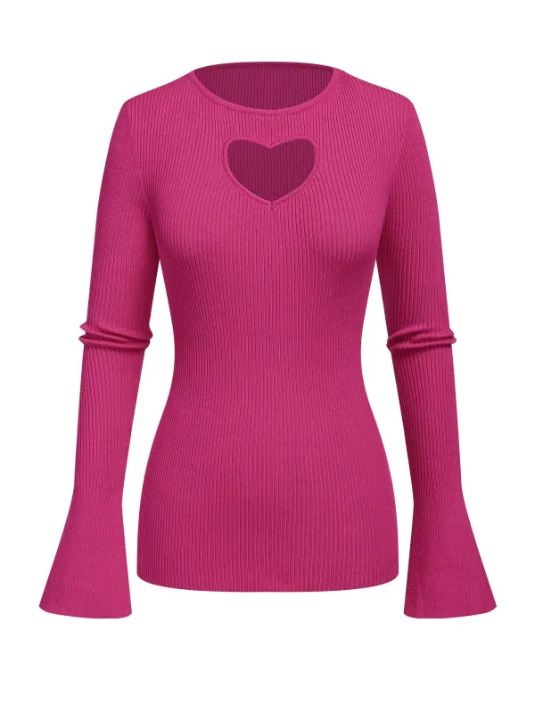 1970s Heart Cutout Knitted Solid Sweater sold by Retro Stage
