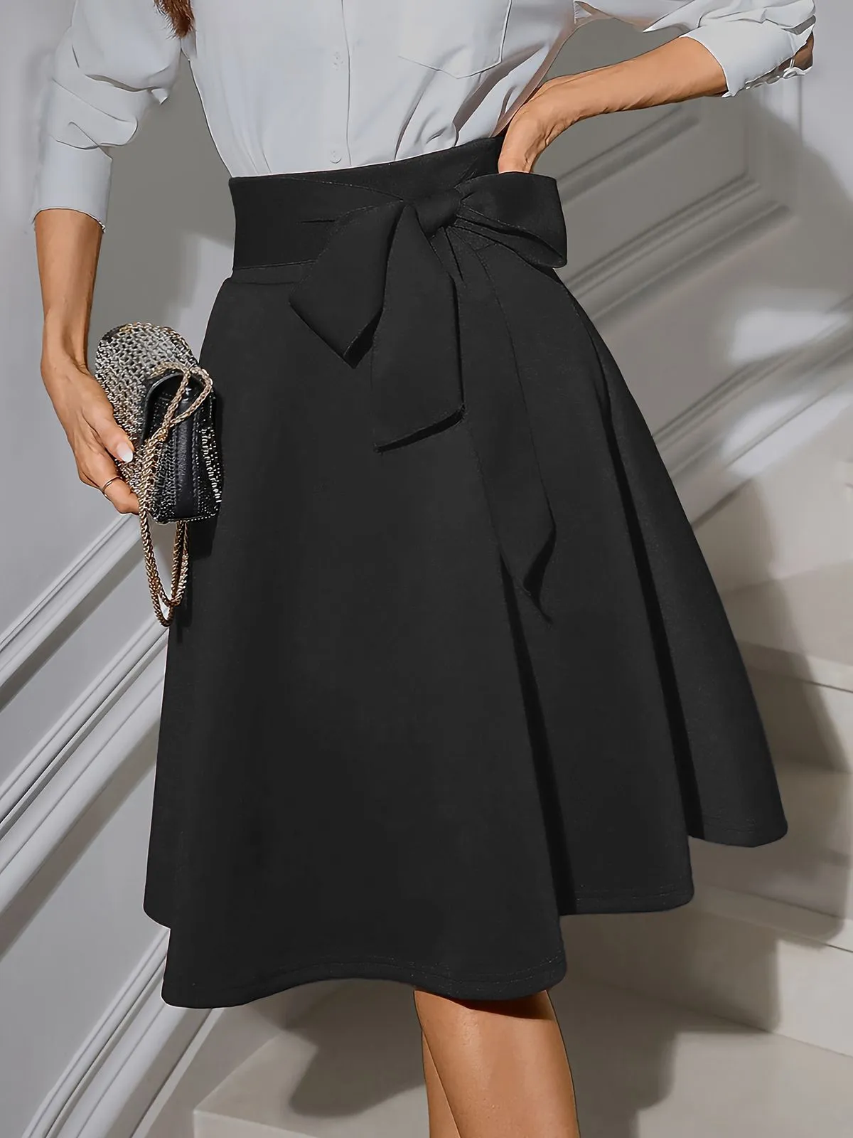 1940s Solid High Waist Lace-Up Skirt sold by Retro Stage product image thumbnail 3