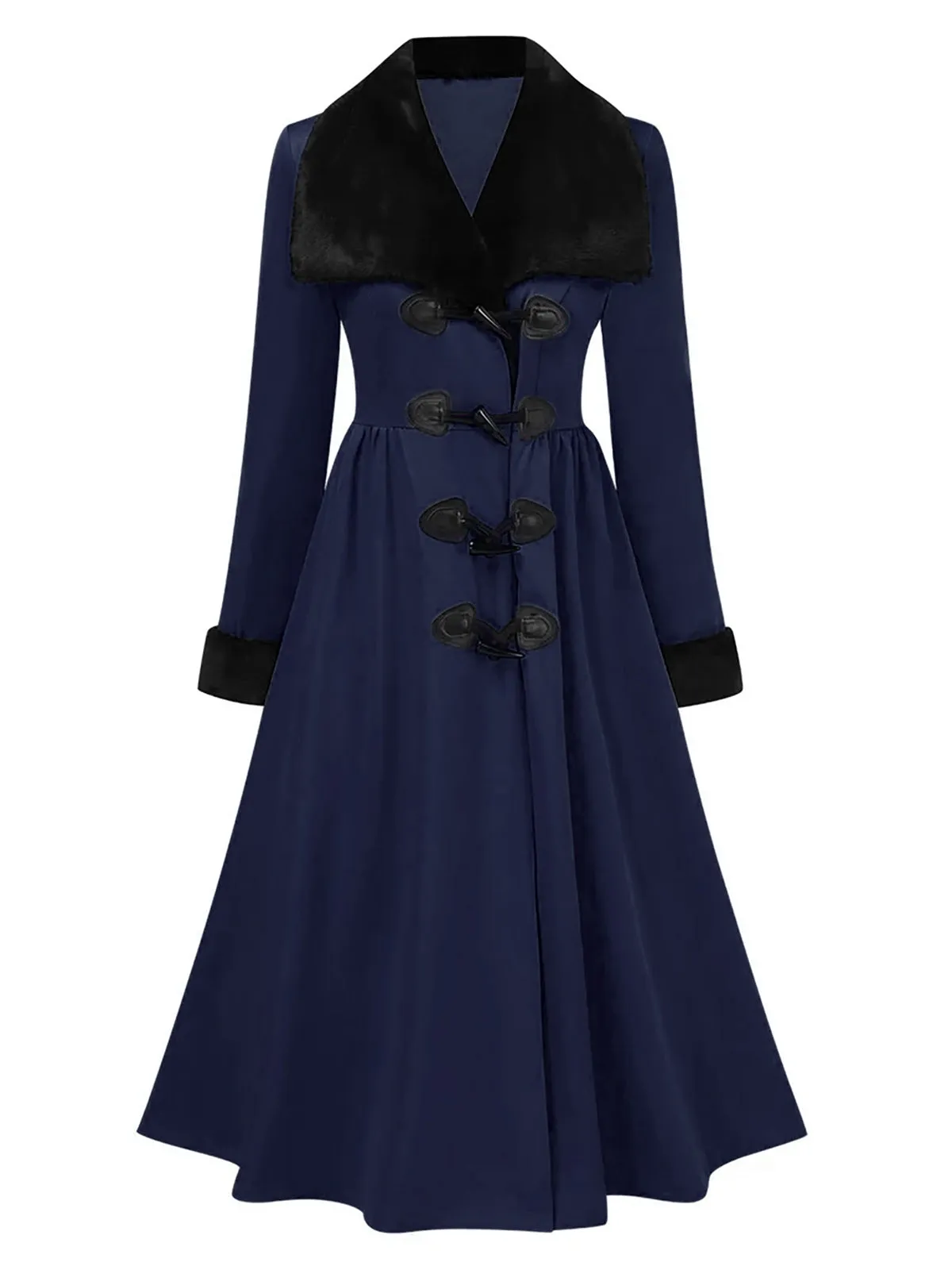 1950s Blue And Black Fur Collar Coat sold by Retro Stage