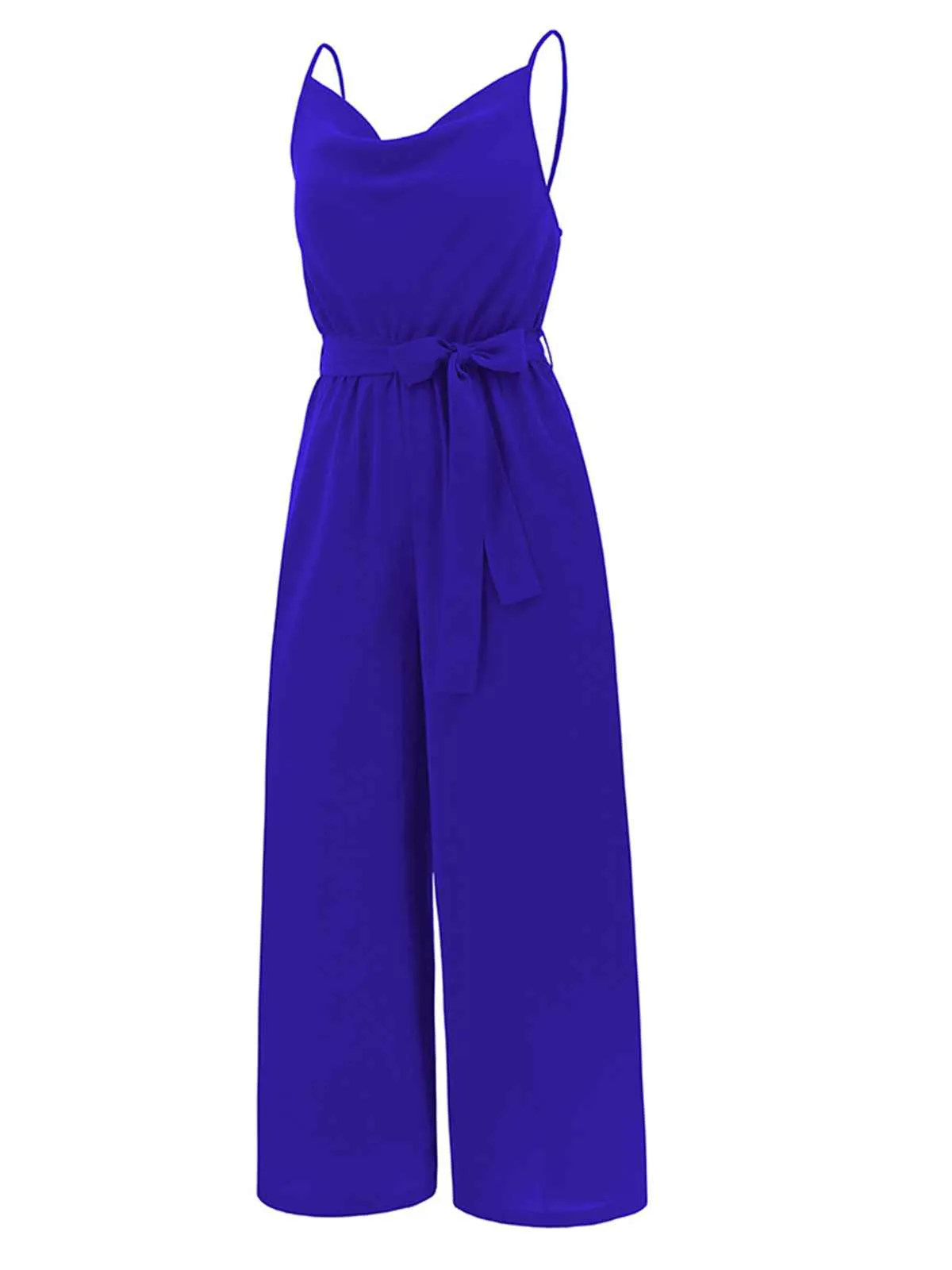 1930s Cowl Neck Spaghetti Strap Solid Belted Jumpsuit sold by Retro Stage product image thumbnail 2