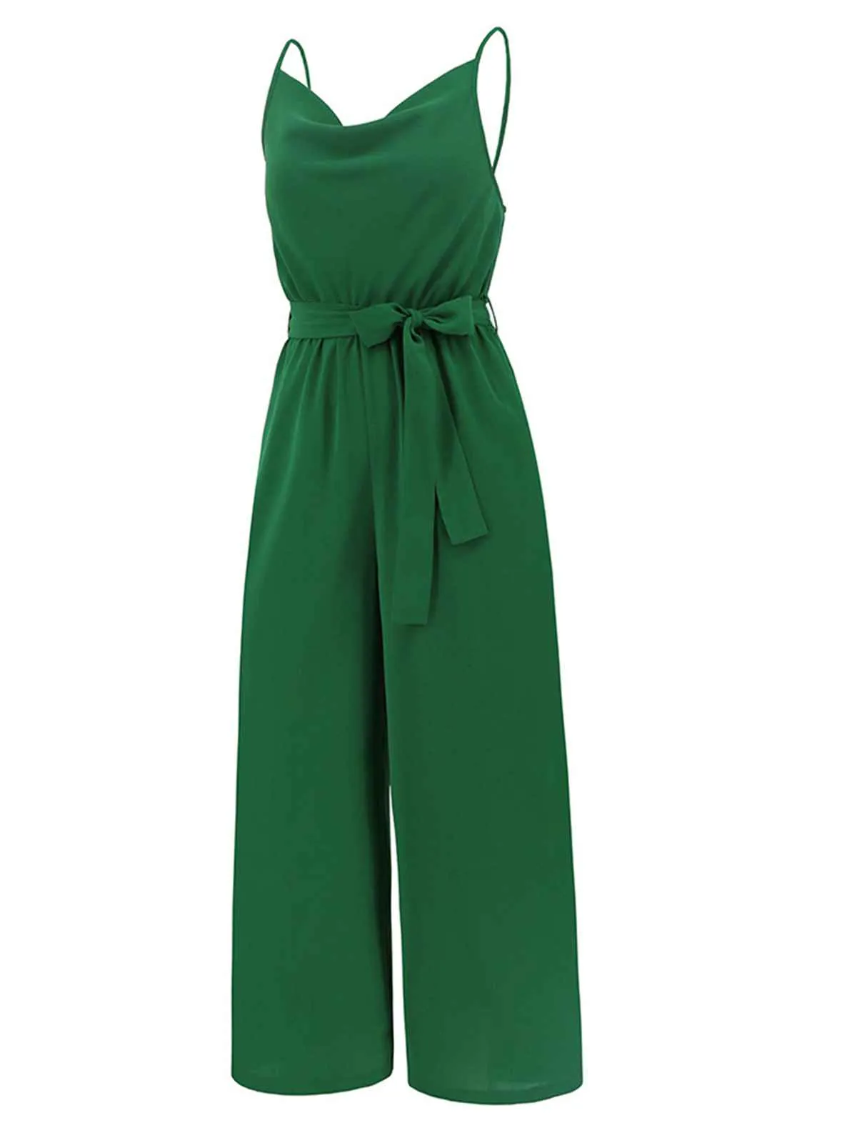 1930s Cowl Neck Spaghetti Strap Solid Belted Jumpsuit sold by Retro Stage product image thumbnail 5
