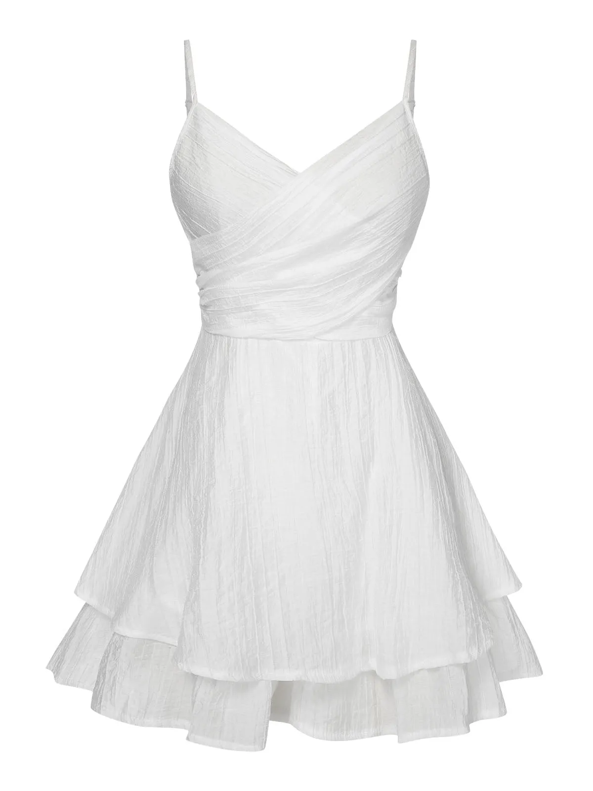 White 1950s Solid Spaghetti Straps Skirt Romper sold by Retro Stage