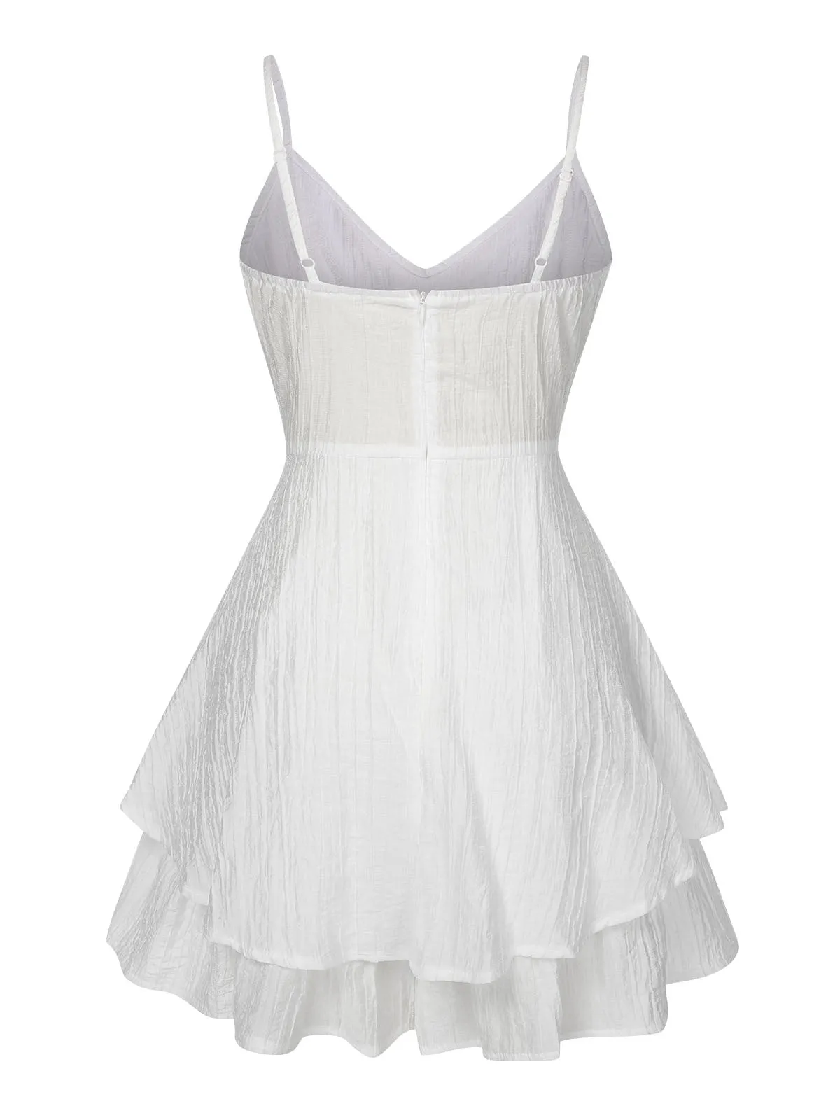 White 1950s Solid Spaghetti Straps Skirt Romper sold by Retro Stage product image thumbnail 3