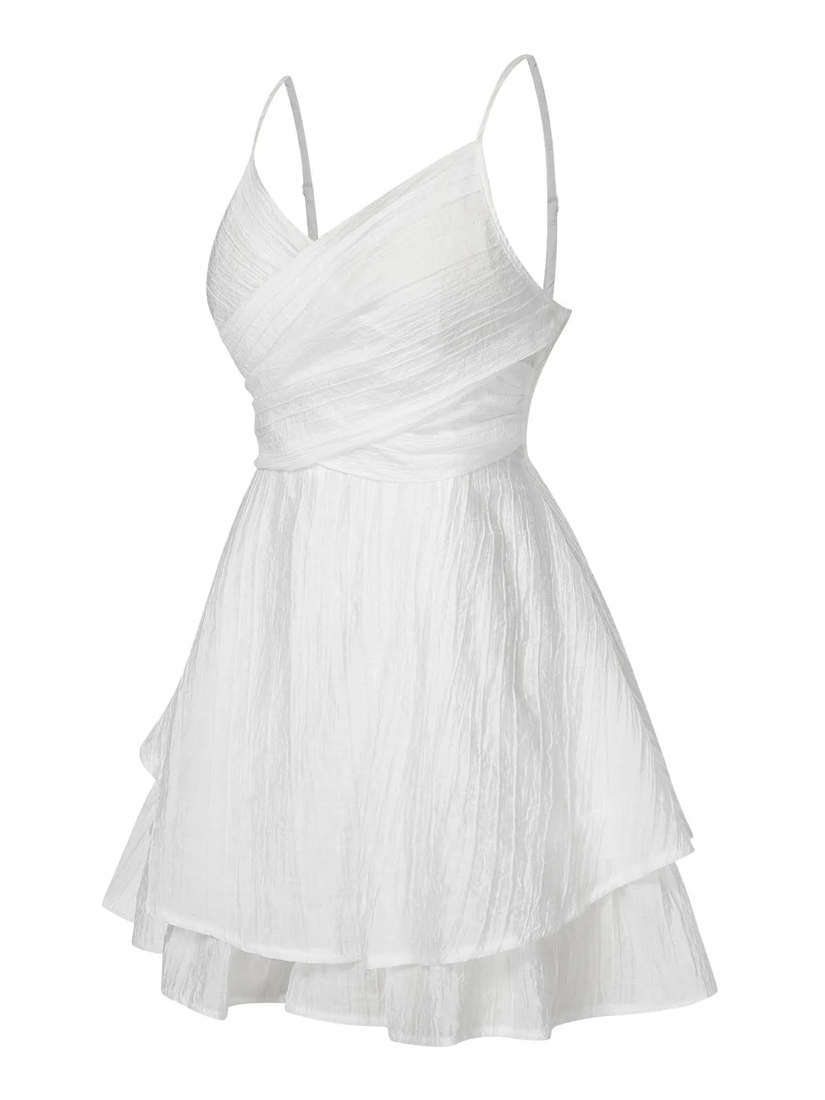 White 1950s Solid Spaghetti Straps Skirt Romper sold by Retro Stage product image thumbnail 2