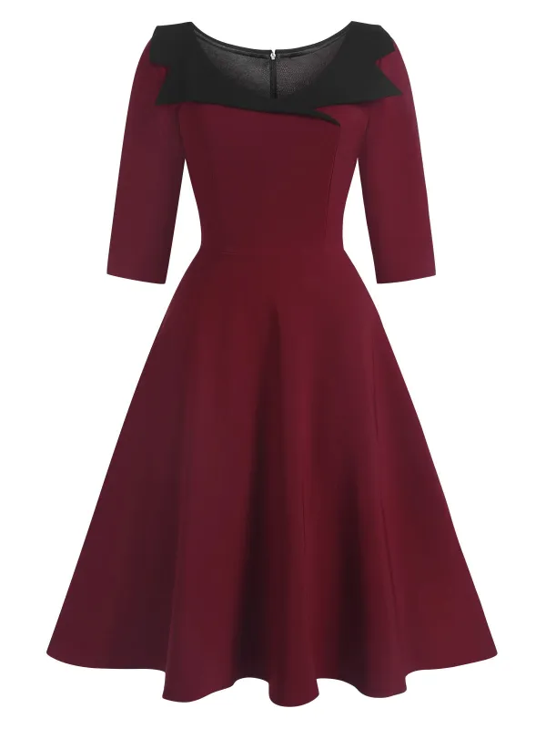 1950s Solid Irregular Collar Half Sleeves Dress sold by Retro Stage