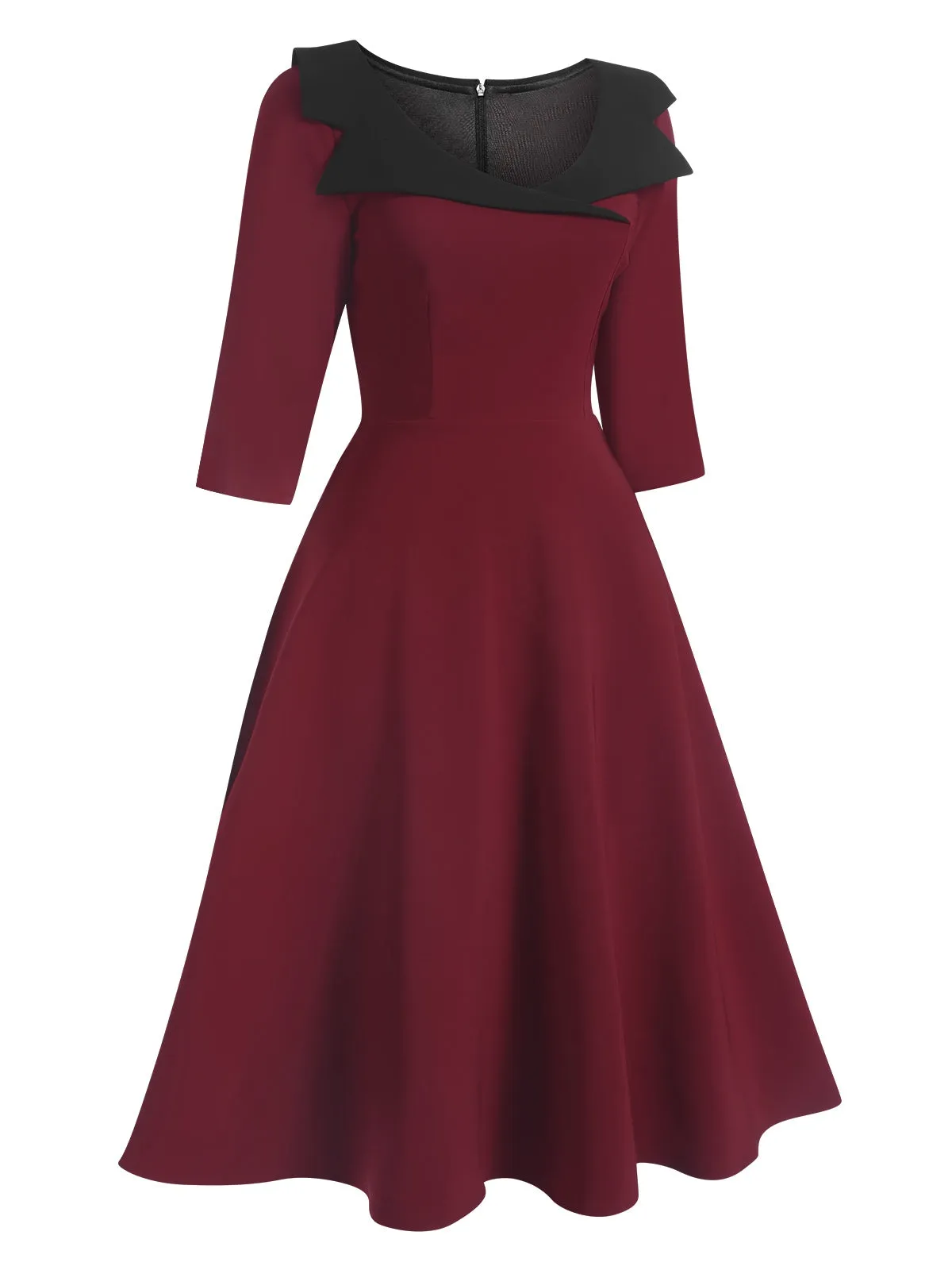 1950s Solid Irregular Collar Half Sleeves Dress sold by Retro Stage product image thumbnail 2