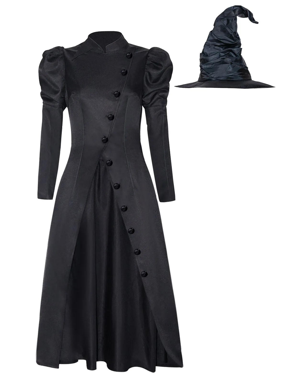 Black 1940s Wicked-Inspired Elphaba Witch Costume With Hat sold by Retro Stage