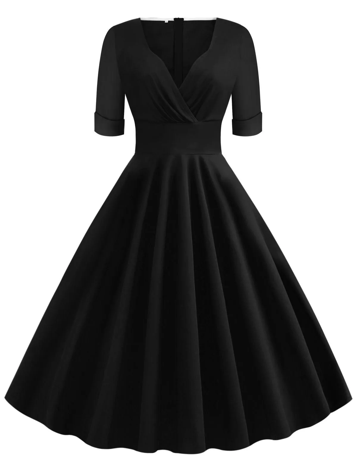 1950s Solid Sweetheart Fold Swing Dress sold by Retro Stage product image thumbnail 2