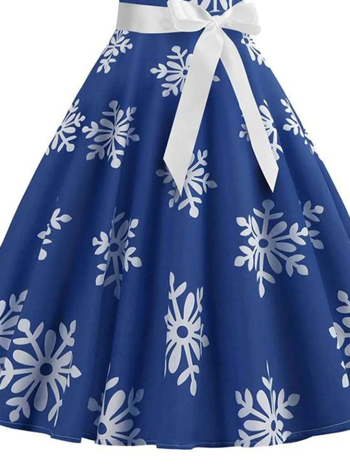 Blue 1950s Snowflake Bow Swing Dress sold by Retro Stage product image thumbnail 4