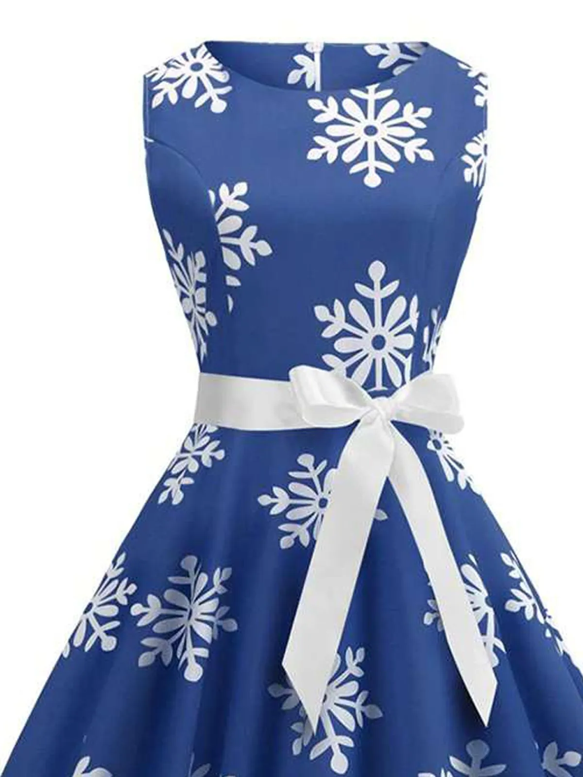 Blue 1950s Snowflake Bow Swing Dress sold by Retro Stage product image thumbnail 3