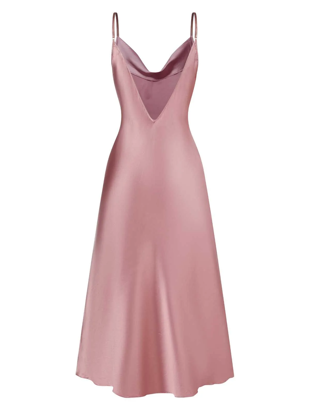 Pink 1930s Solid Satin Slit Suspender Nightdress sold by Retro Stage product image thumbnail 2