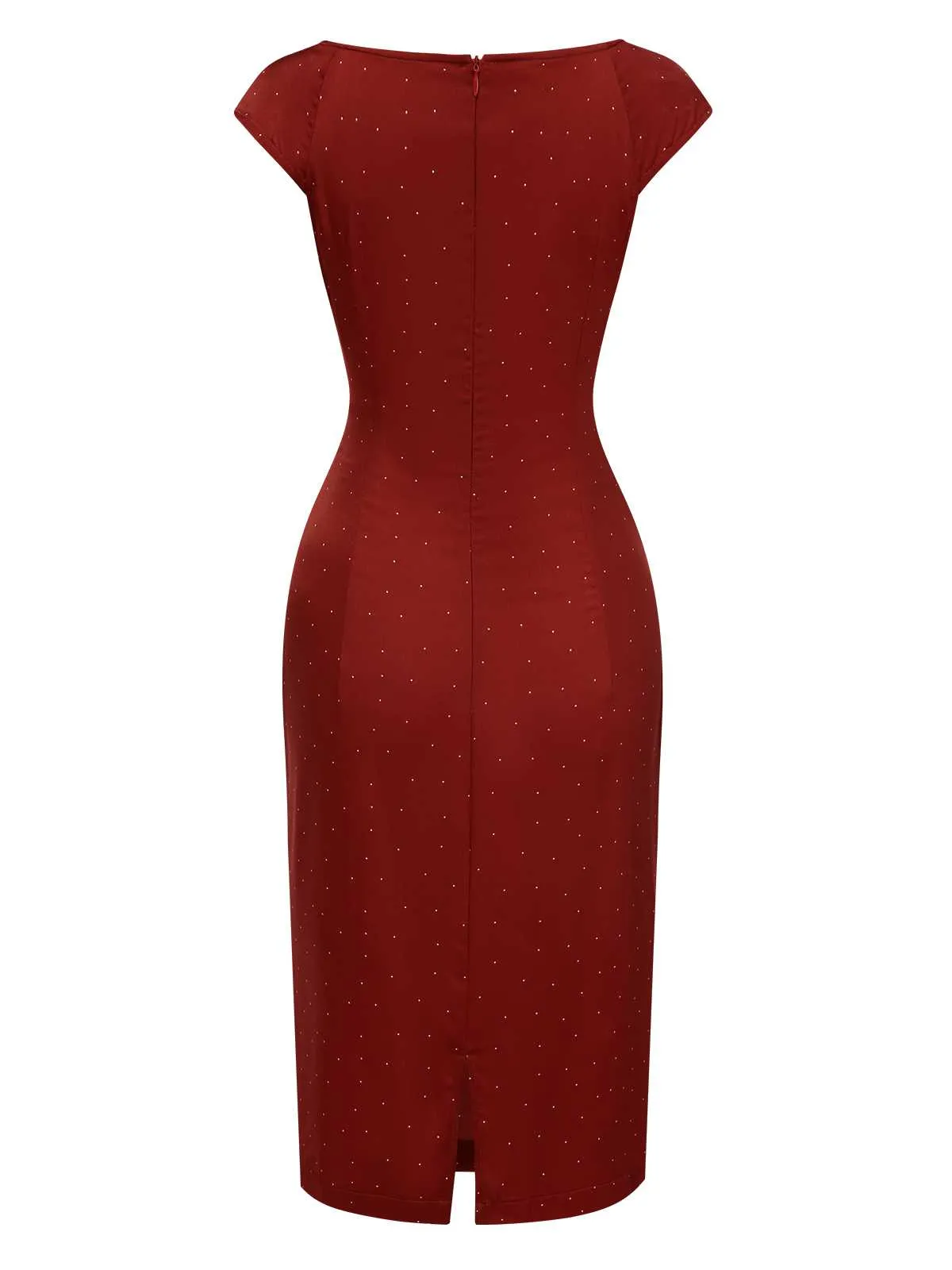 Red 1960s Hollow Out Button Satin Dress sold by Retro Stage product image thumbnail 3