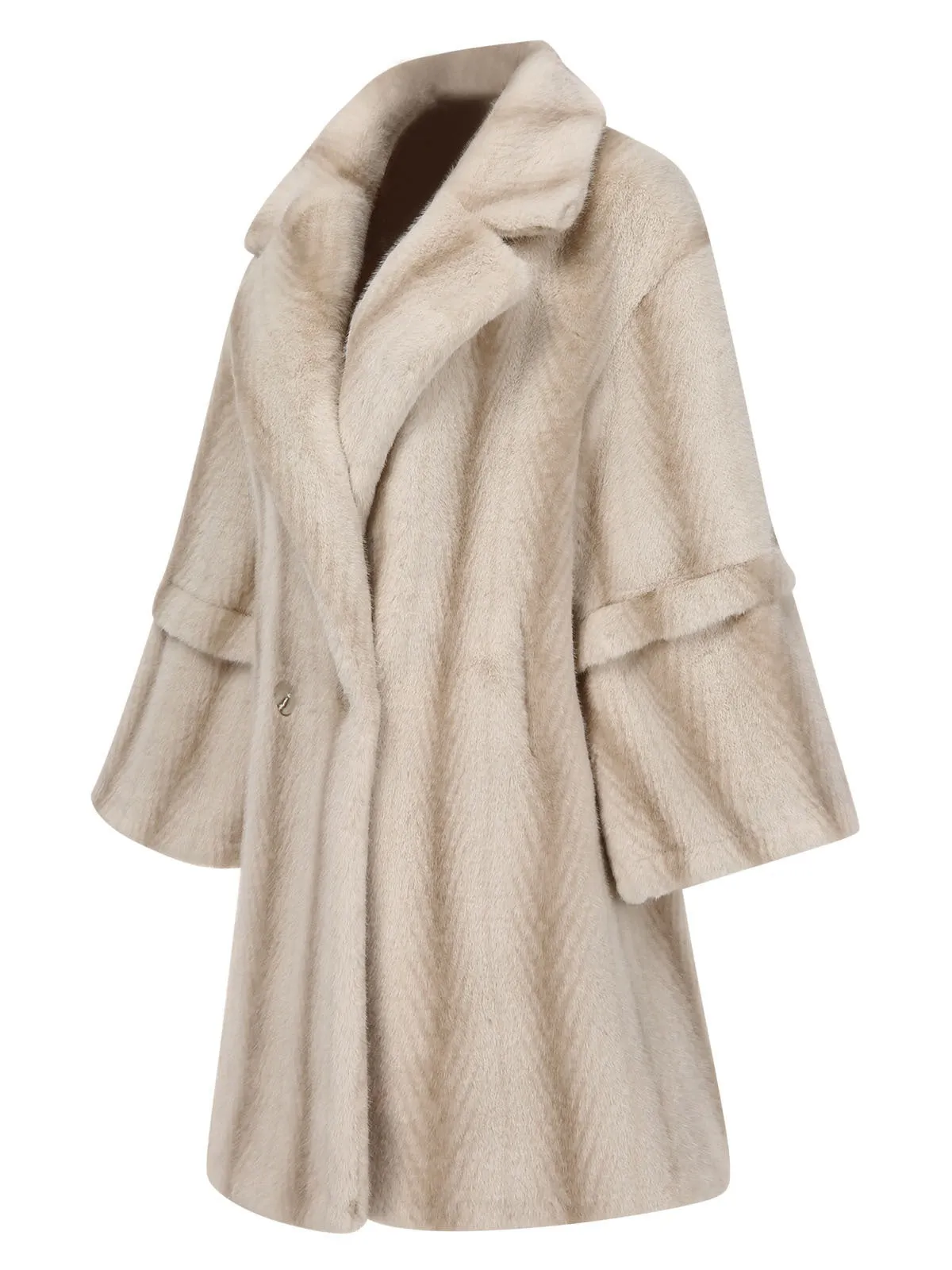 Beige 1950s Faux Fur Lapel Plush Coat sold by Retro Stage product image thumbnail 2
