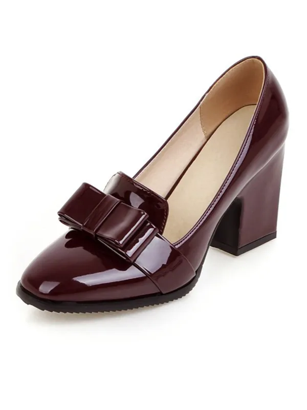 Patent Leather Bow Shiny High Heels sold by Retro Stage
