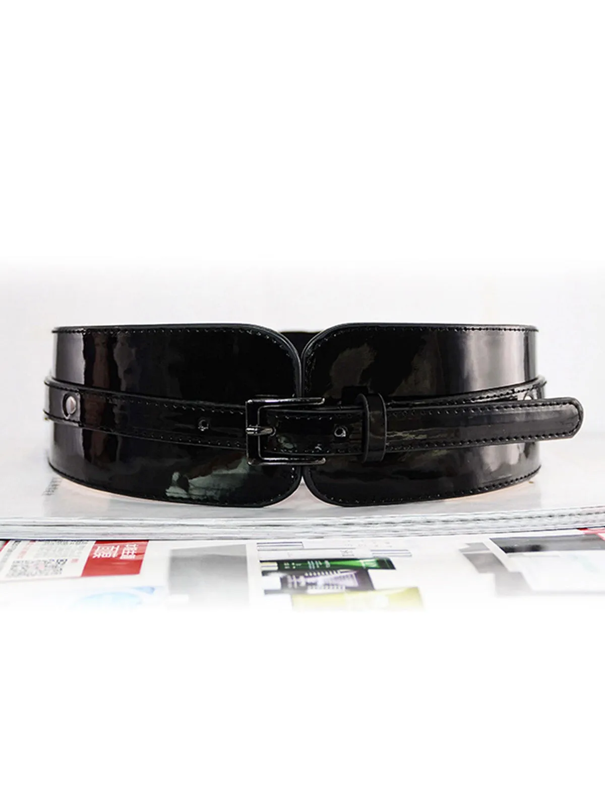 Patent Leather Buckle Vintage Wide Belt sold by Retro Stage product image thumbnail 3