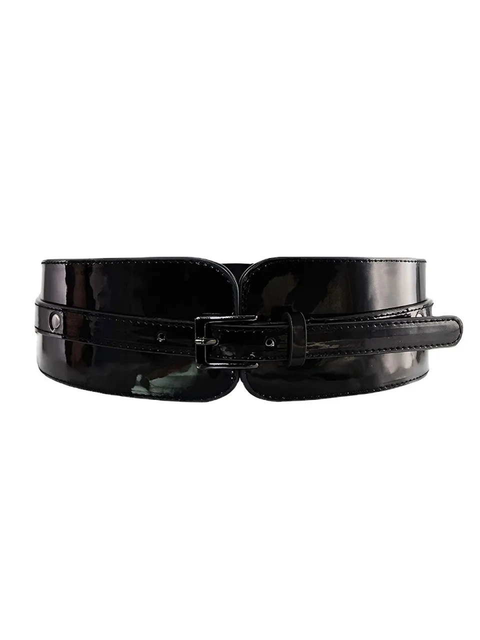 Patent Leather Buckle Vintage Wide Belt sold by Retro Stage product image thumbnail 2