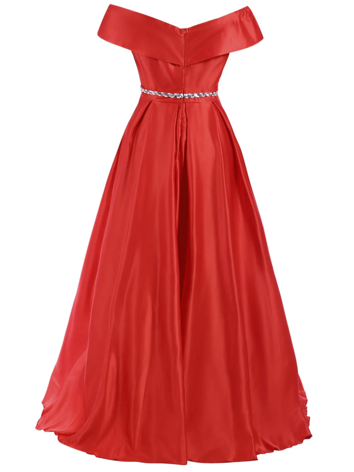 Red 1930s Off-Shoulder Maxi Evening Dress sold by Retro Stage product image thumbnail 3