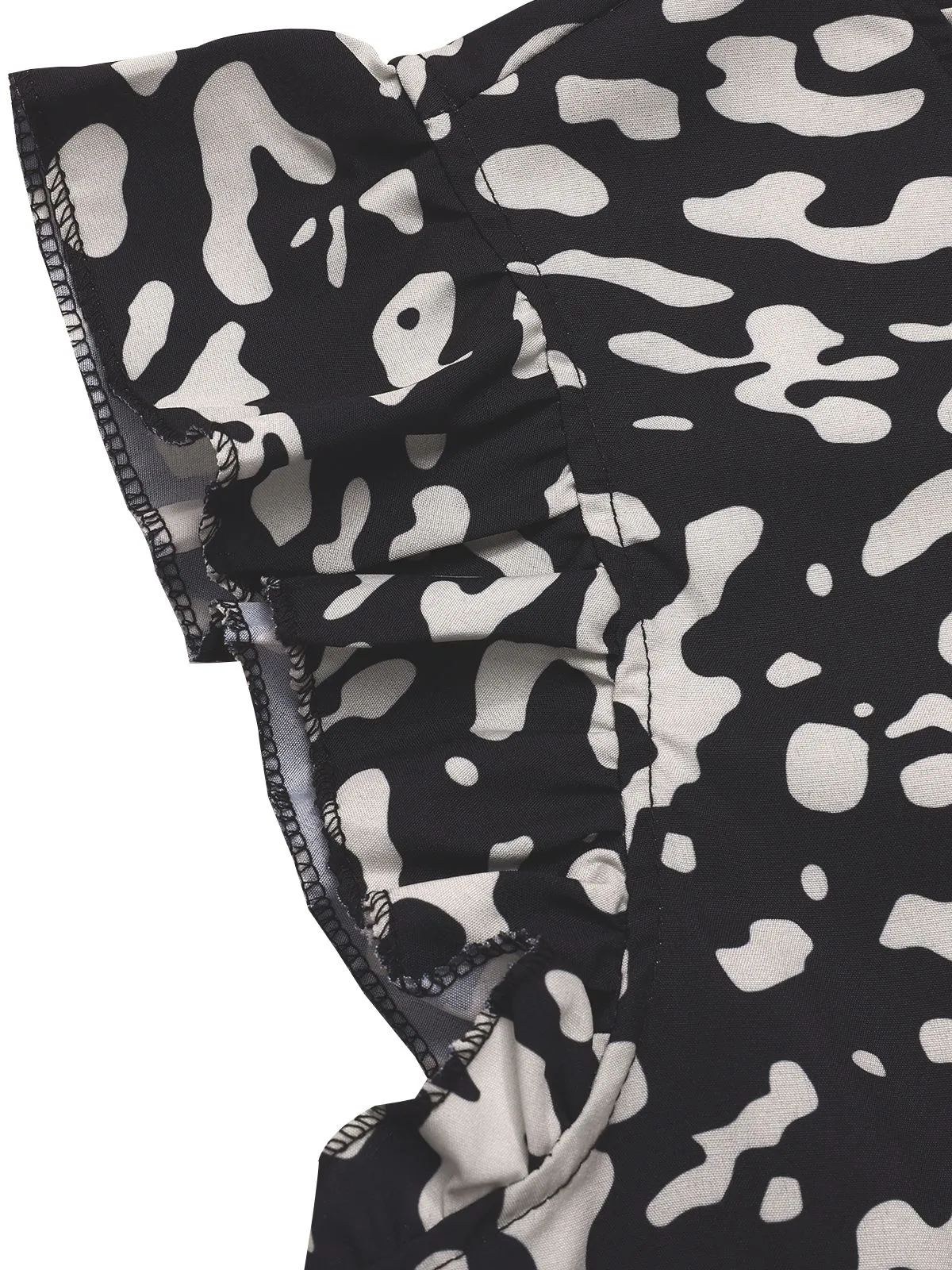 Black 1950s Leopard Print Ruffles Blouse sold by Retro Stage product image thumbnail 4