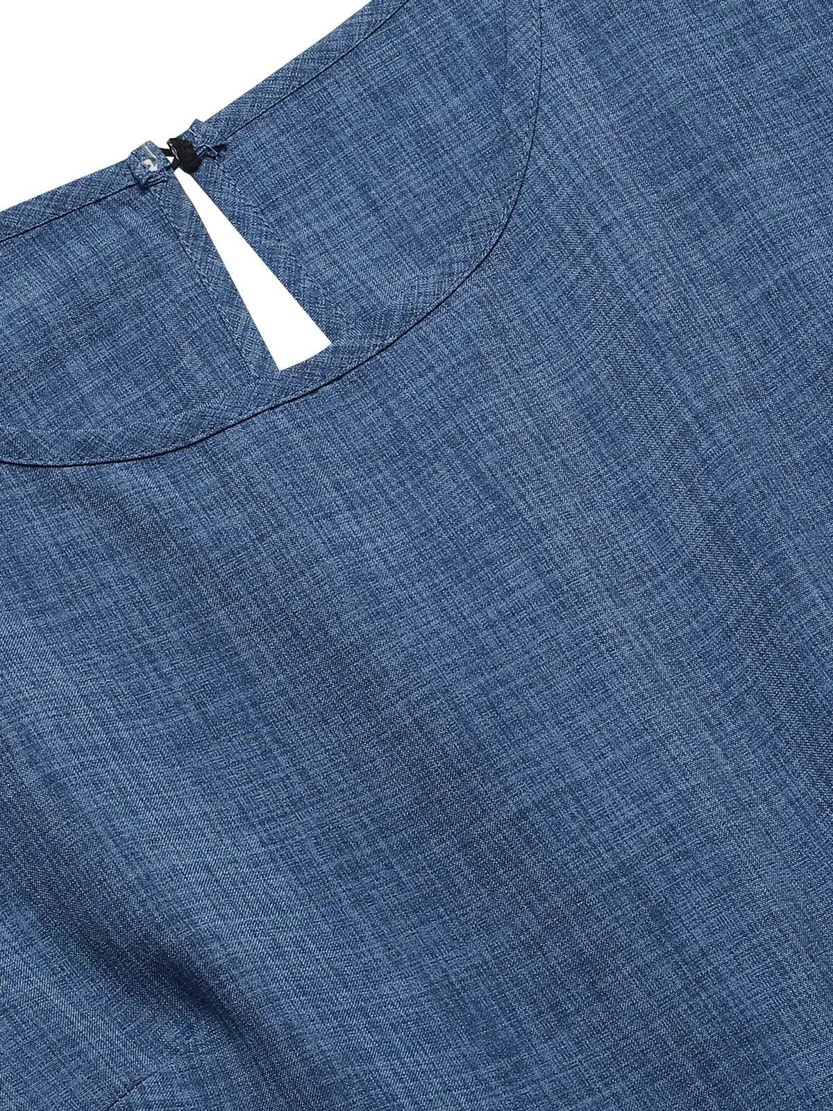 Blue 1940s Layered Ruffle Sleeve A-Line Dress sold by Retro Stage product image thumbnail 4