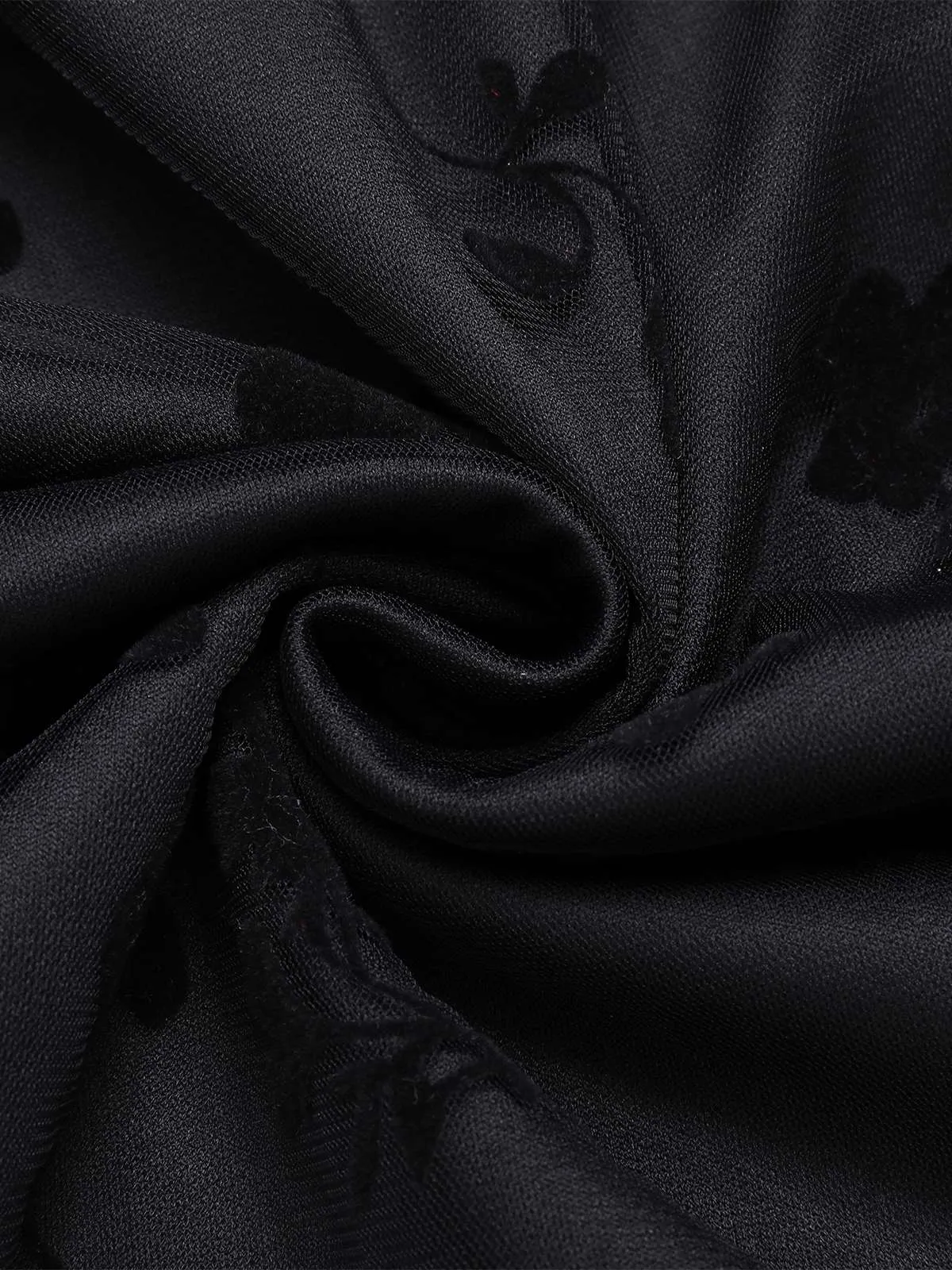 Black 1950s Floral Mesh Patchwork Dress sold by Retro Stage product image thumbnail 4