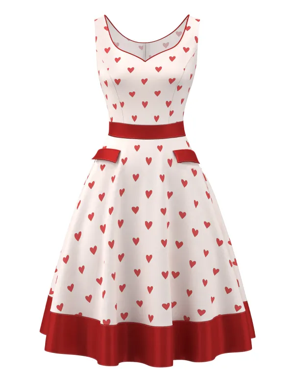 Pale Pink 1950s Heart Sweetheart Neck Dress sold by Retro Stage