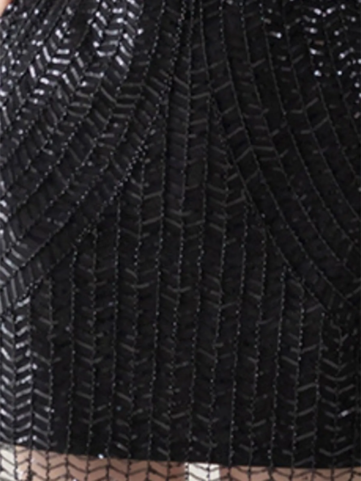 Black 1920s V-Neck Sequined Evening Dress sold by Retro Stage product image thumbnail 3