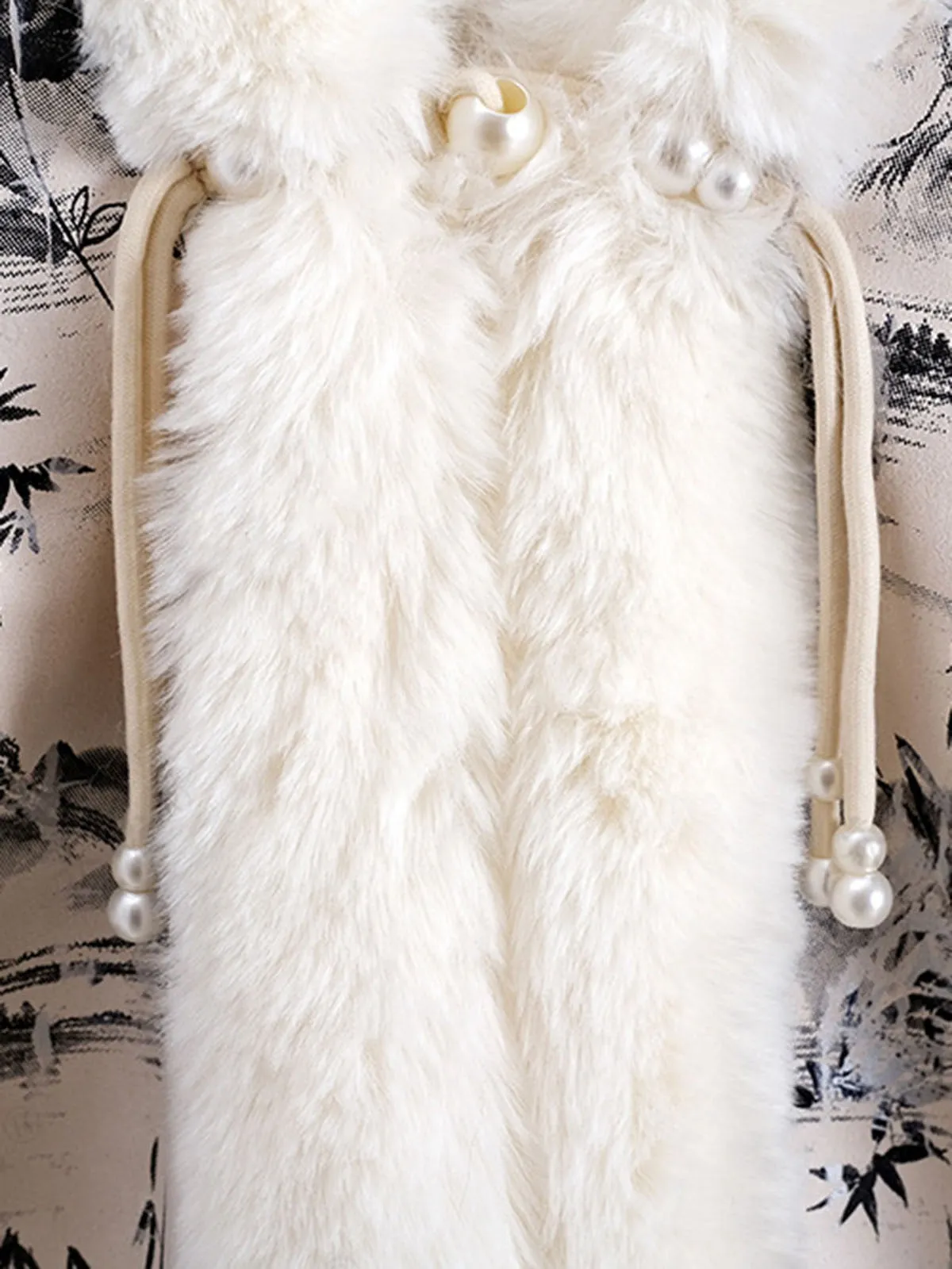 Black 1950s Ink Landscape Painting Fur Cloak sold by Retro Stage product image thumbnail 3