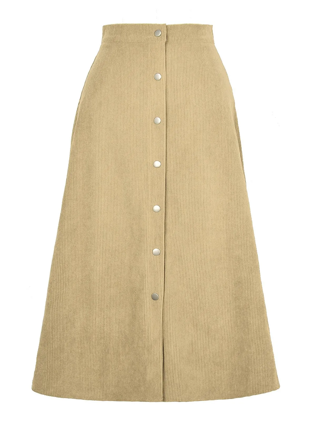 1930s Solid Buttoned Corduroy A-Line Skirt sold by Retro Stage