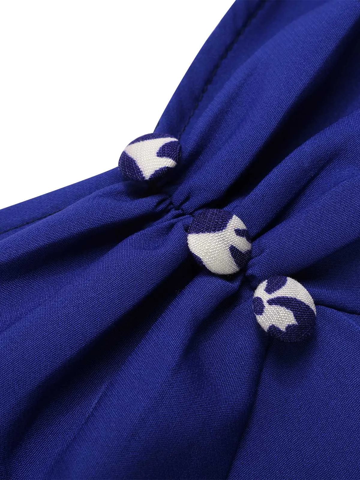 Blue 1950s Floral Button Sweetheart Neck Dress sold by Retro Stage product image thumbnail 5