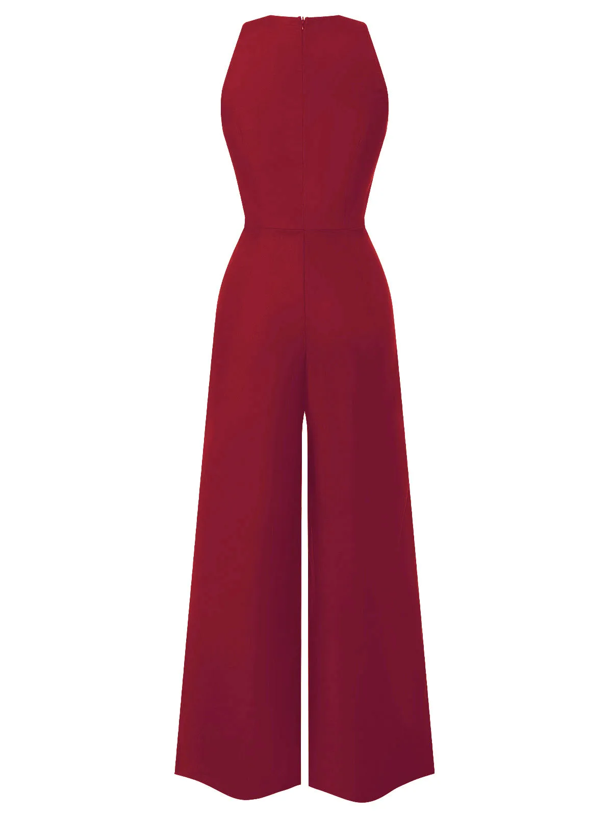 Red 1950s Sleeveless Buttoned Solid Jumpsuit sold by Retro Stage product image thumbnail 2