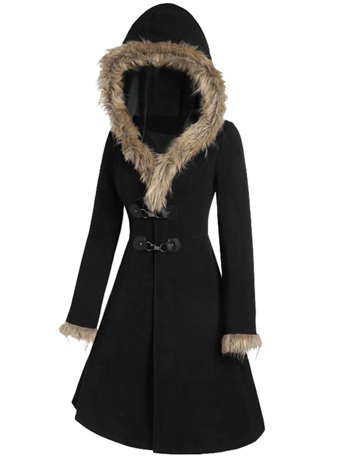 1950s Solid Buckle Fur Trimmed Coat sold by Retro Stage product image thumbnail 4