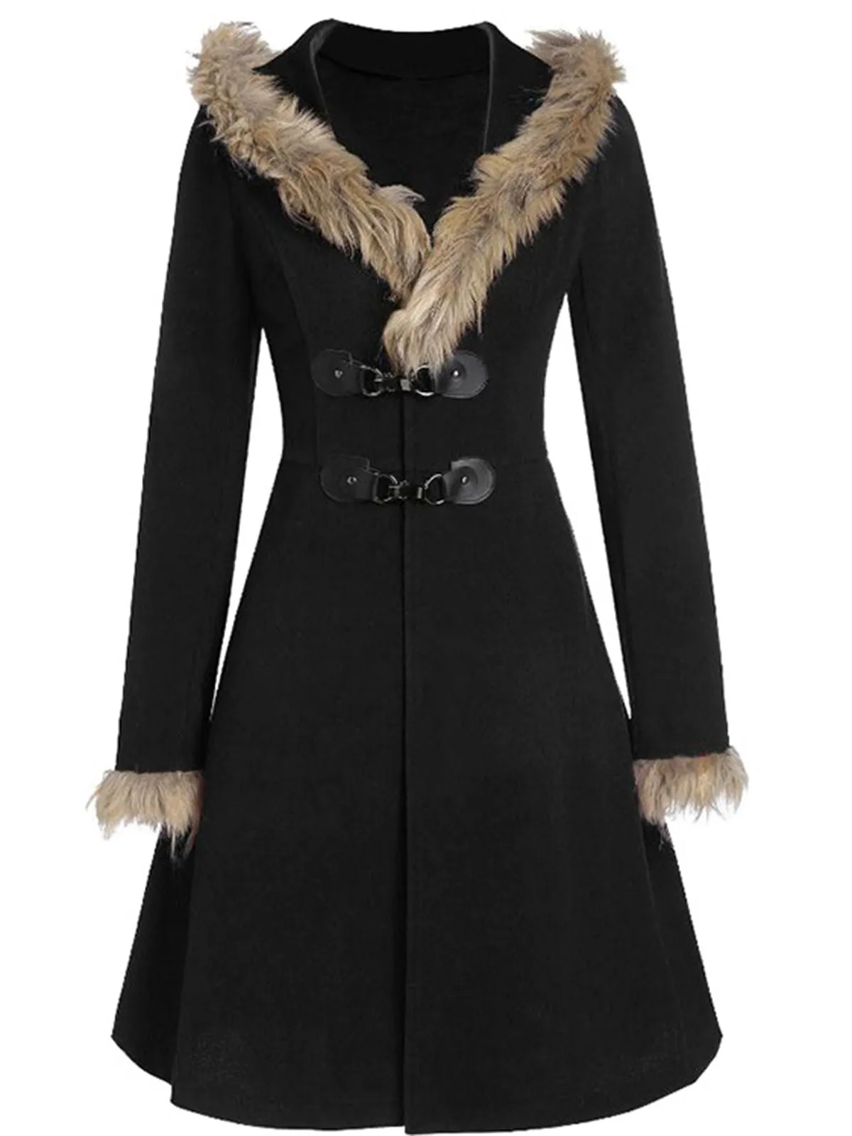 1950s Solid Buckle Fur Trimmed Coat sold by Retro Stage product image thumbnail 3