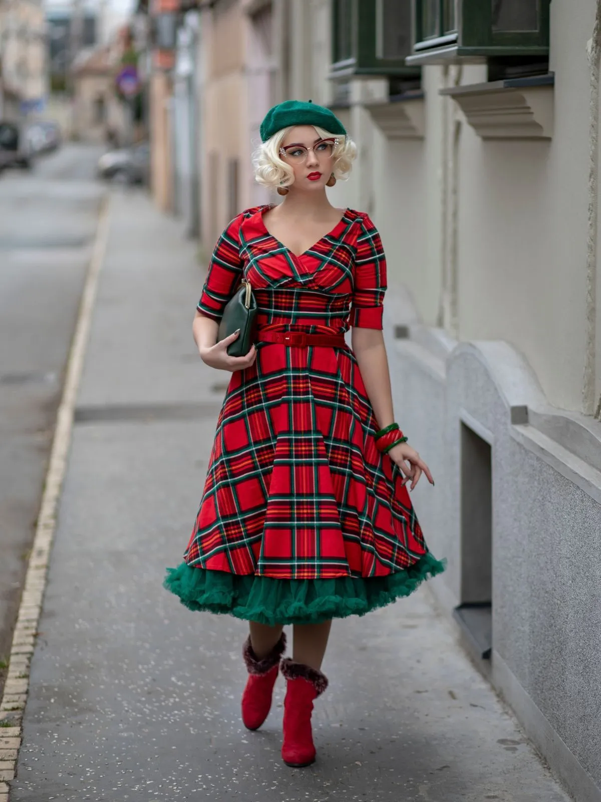 1950s Plaid Sweetheart Fold Swing Dress sold by Retro Stage
