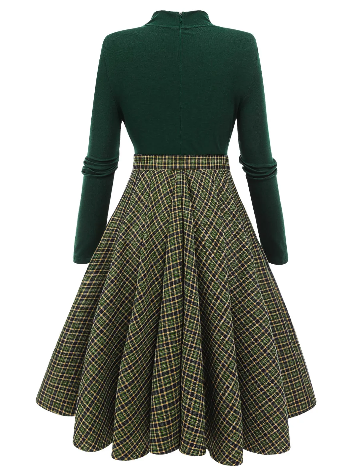 Dark Green 1950s Plaid Knitting Dress sold by Retro Stage product image thumbnail 5
