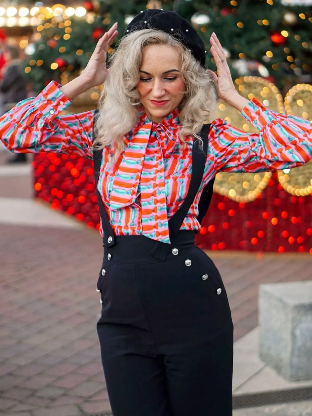 2PCS 1950s Candy Tie-Up Blouse & Black Suspender Pants sold by Retro Stage