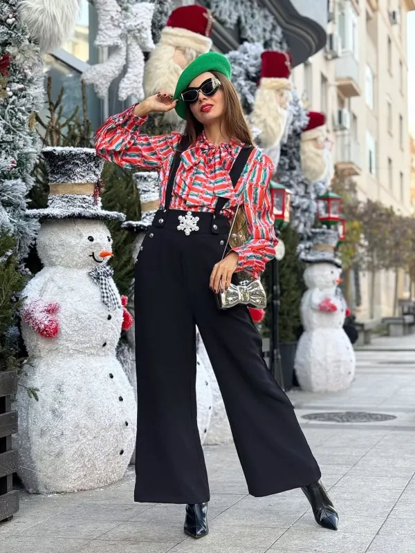 2PCS 1950s Candy Tie-Up Blouse & Black Suspender Pants sold by Retro Stage